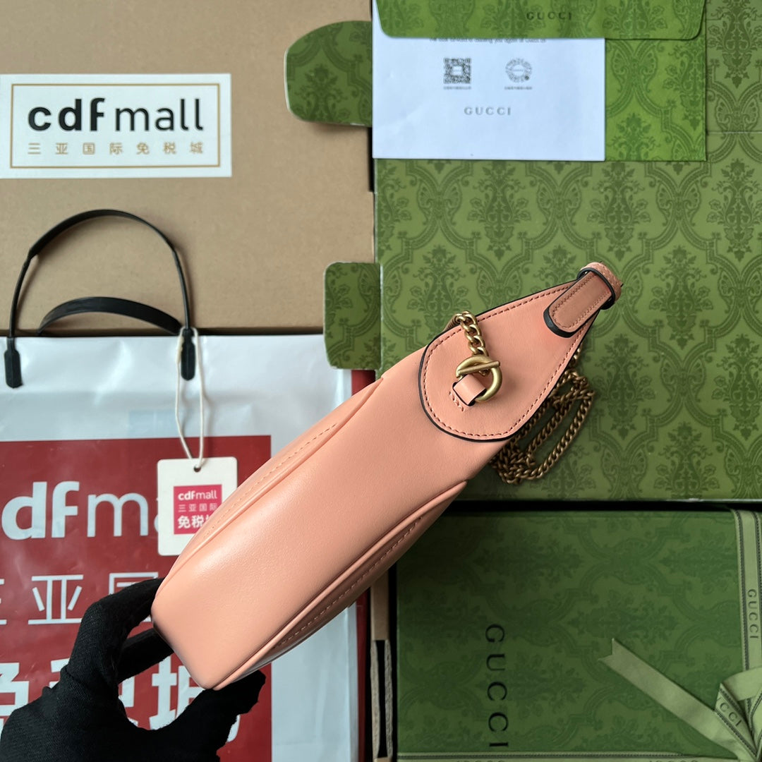gg marmont demi-lune 21 cm cuir de veau pêche matériel doré