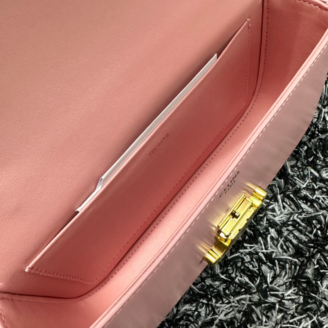 SAC À BANDOULIÈRE CHAÎNE EN CUIR DE VACHE ROSE PASTEL TRIPHOME 20