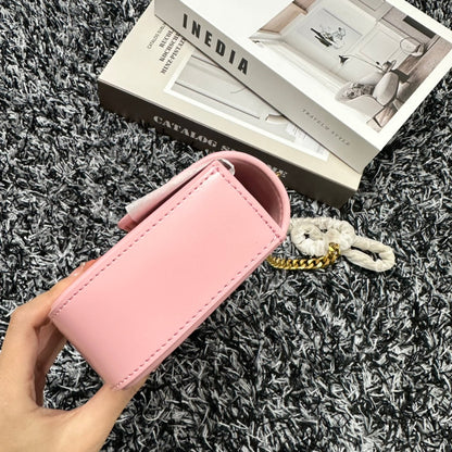 SAC À BANDOULIÈRE CHAÎNE EN CUIR DE VACHE ROSE PASTEL TRIPHOME 20