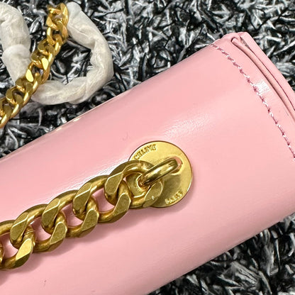 SAC À BANDOULIÈRE CHAÎNE EN CUIR DE VACHE ROSE PASTEL TRIPHOME 20