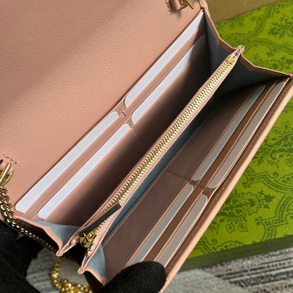 SAC BANDOULIÈRE BLONDIE 21 EN CUIR DE VEAU ROSE CLAIR, QUINCAILLERIE DORÉE