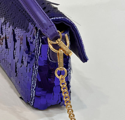 Baguette Mini 19 en raisin, paillettes et matériel doré