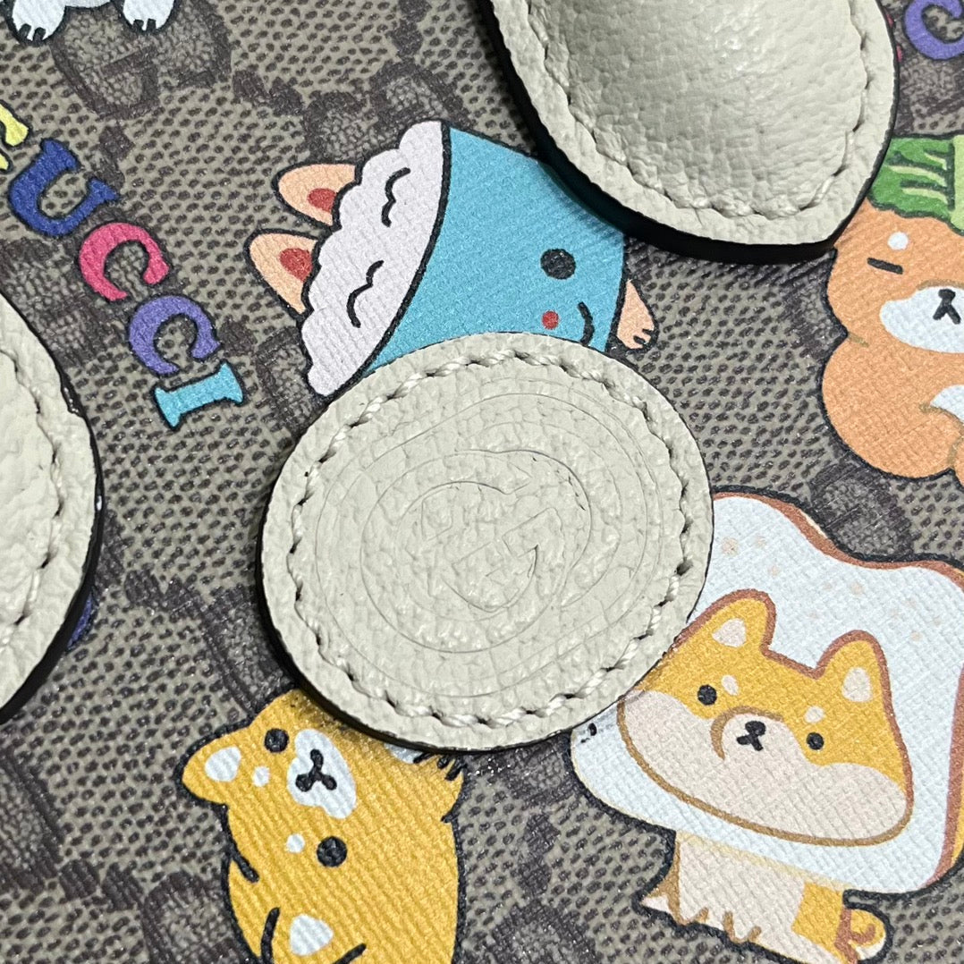 GGミニ20 アニマルプリントトートバッグ（ベージュキャンバスとホワイトカーフスキン）