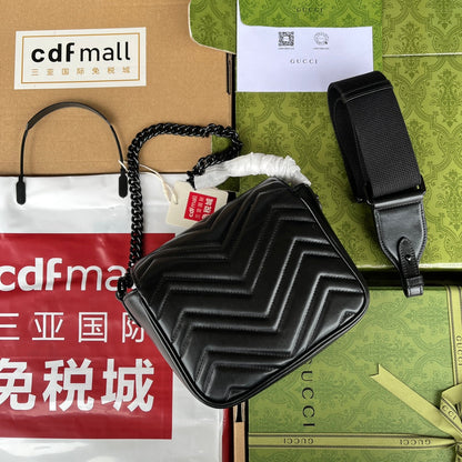gg marmont mini 18 cm tout cuir de veau noir