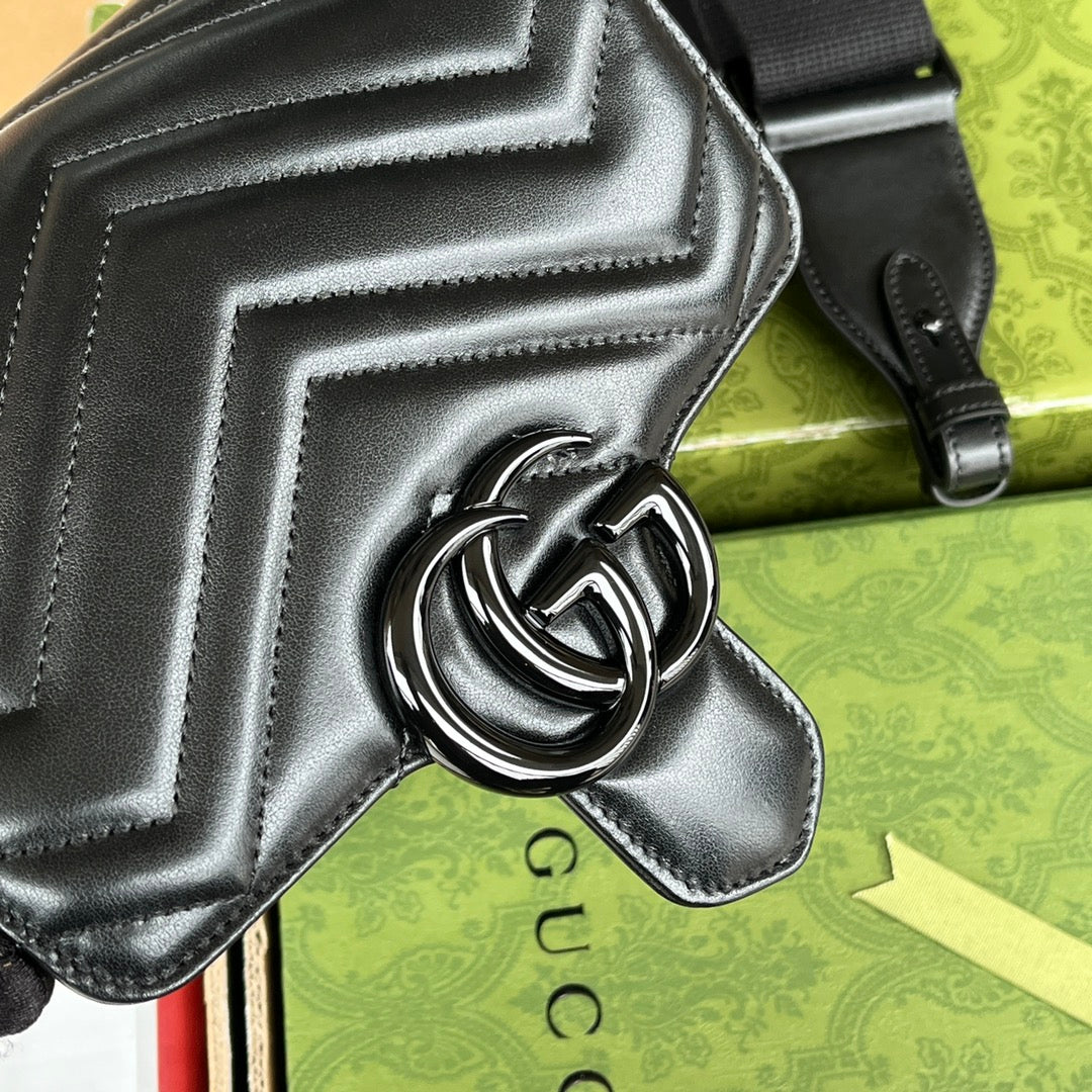 gg marmont mini 18 cm tout cuir de veau noir