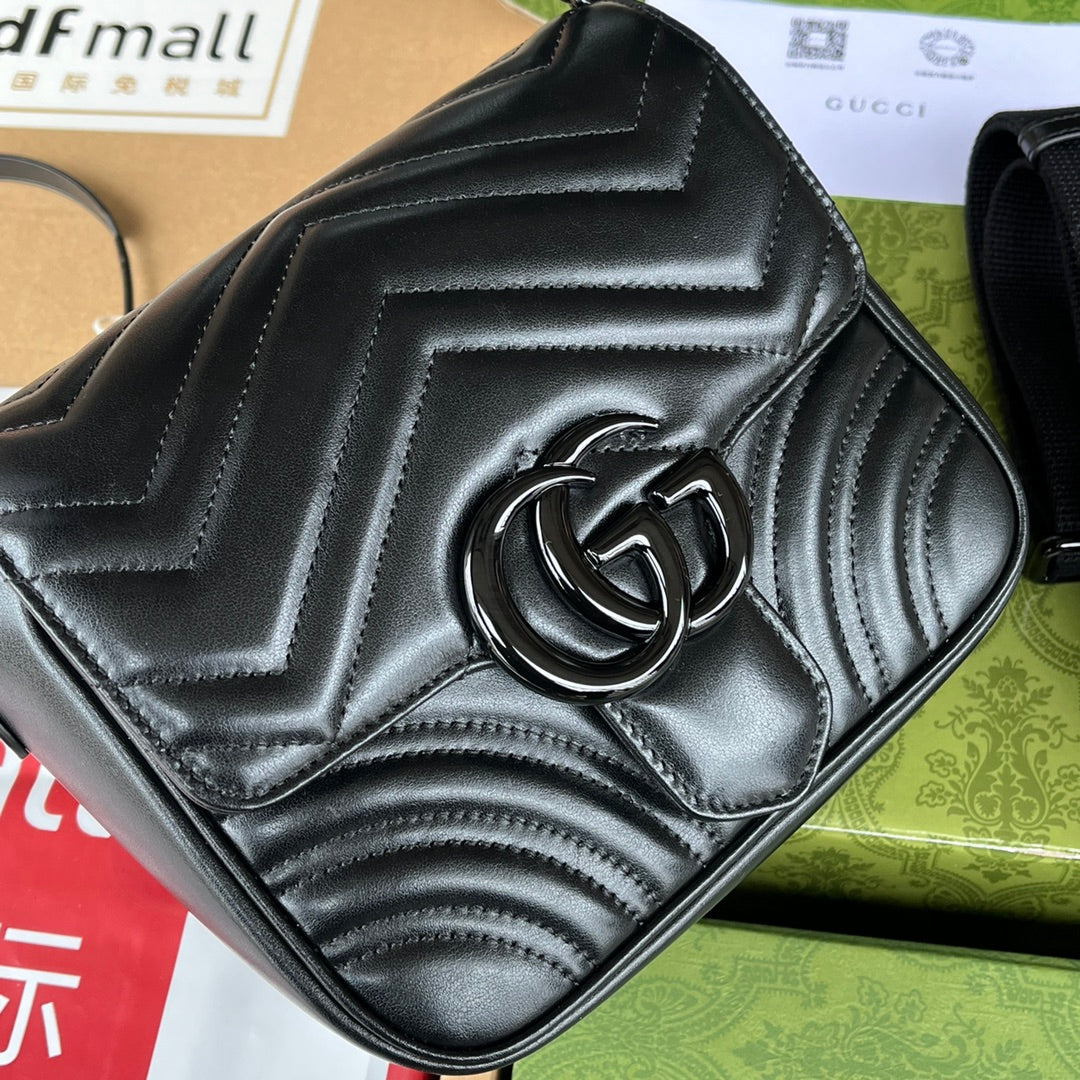 gg marmont mini 18 cm tout cuir de veau noir