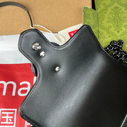 gg marmont mini 18 cm tout cuir de veau noir