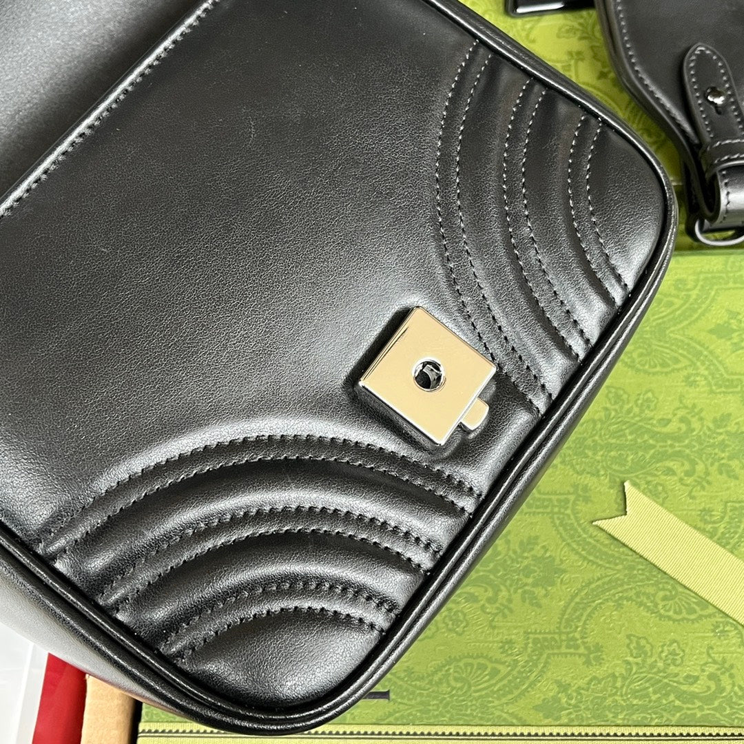 gg marmont mini 18 cm tout cuir de veau noir