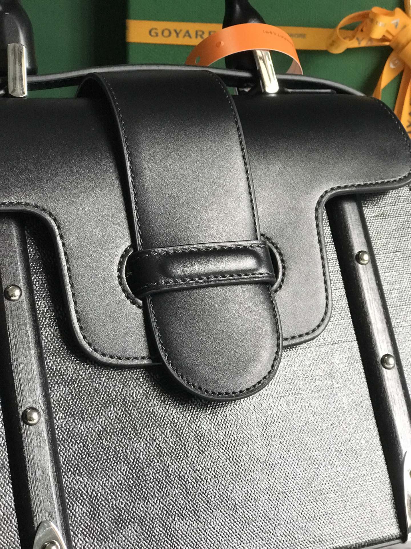 SAC SAÏGON PM 28 EN TOILE GOYARDINE NOIRE ET CUIR DE VEAU