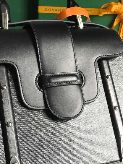 SAC SAÏGON PM 28 EN TOILE GOYARDINE NOIRE ET CUIR DE VEAU