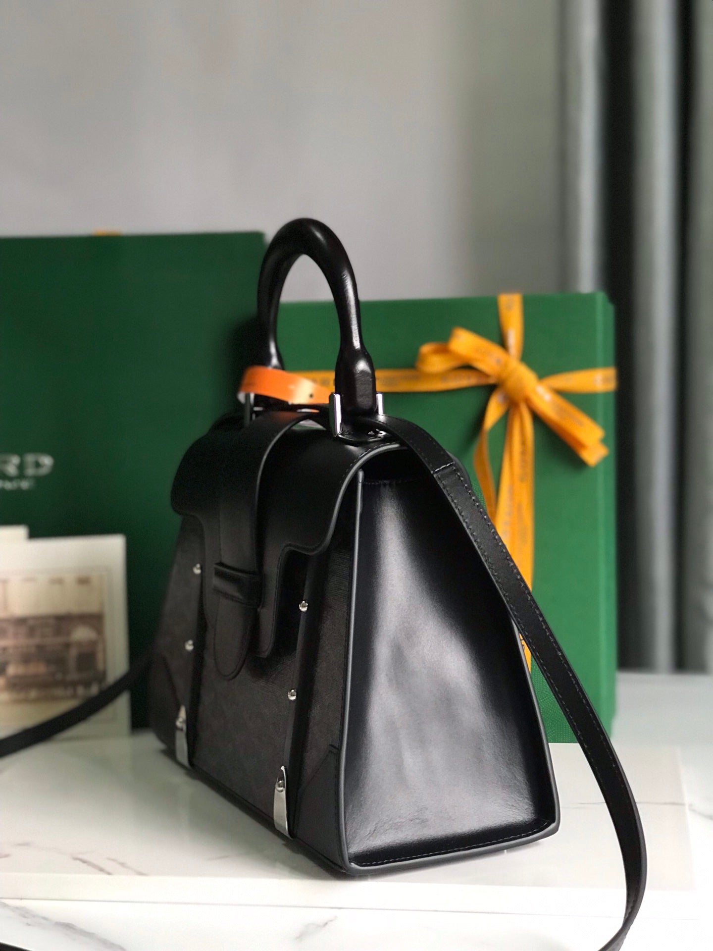SAC SAÏGON PM 28 EN TOILE GOYARDINE NOIRE ET CUIR DE VEAU