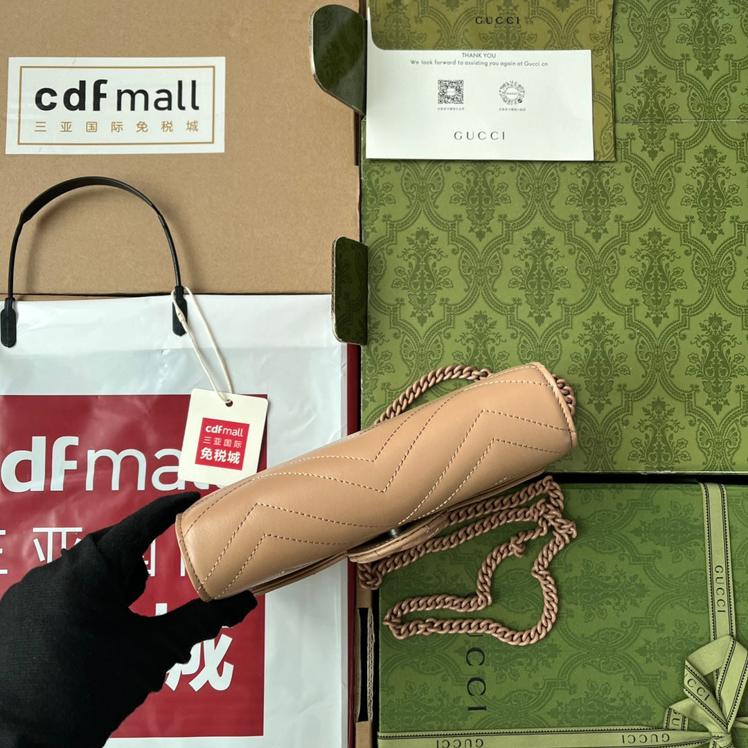 SAC À MAIN MATELASSÉ MARMONT 20 EN CUIR DE VEAU BEIGE