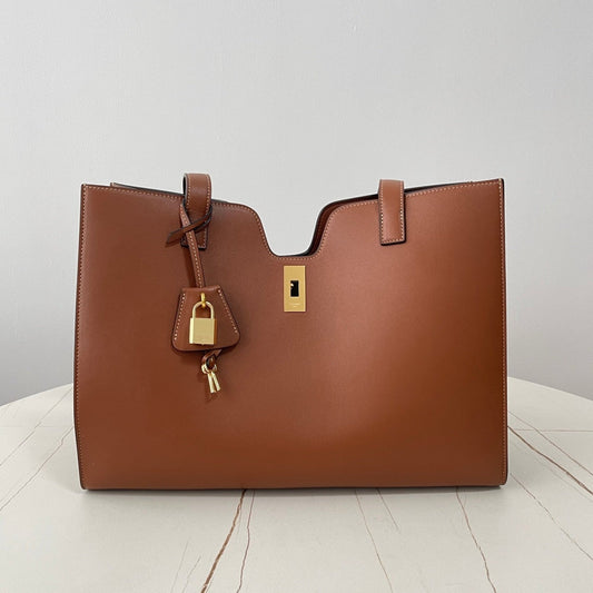 cabas 16 37cm cuir de veau beige