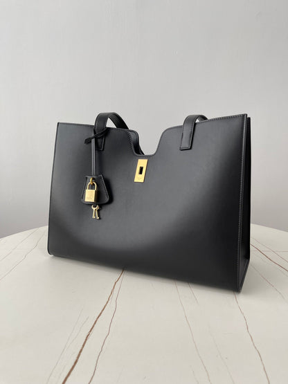 cabas 16 37cm cuir de veau noir