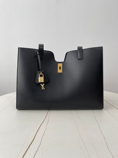 cabas 16 37cm cuir de veau noir