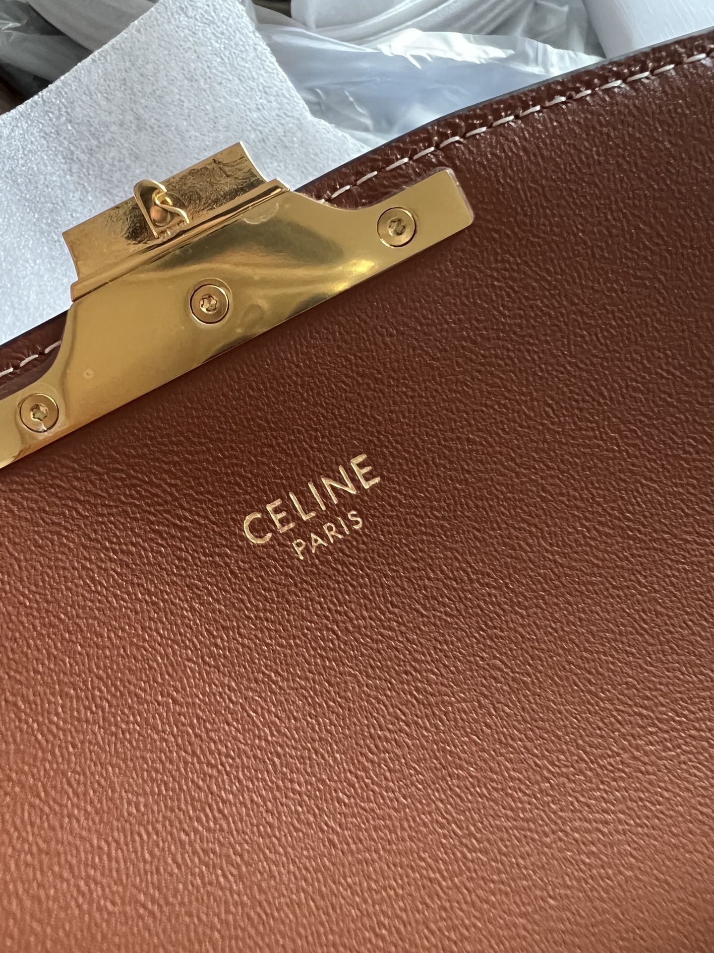 TEEN TRIOMPHE 18.5 TAN MONOGRAM TOILE CUIR DE VEAU MARRON