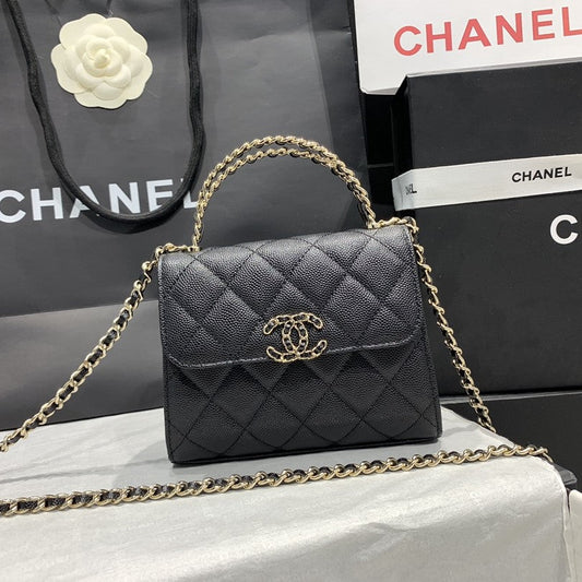 Sac à rabat 23P 15 cm Noir Caviar Quincaillerie dorée