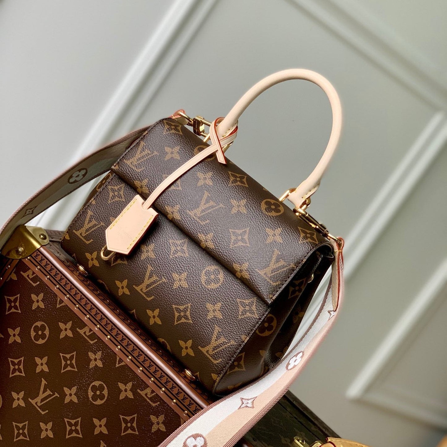 CLUNY MINI 20 EN TOILE MONOGRAMME MARRON