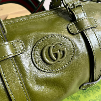 GG SMALL 28 DUFFLE BAG IN GREEN MOSS SOLF CALFSKIN