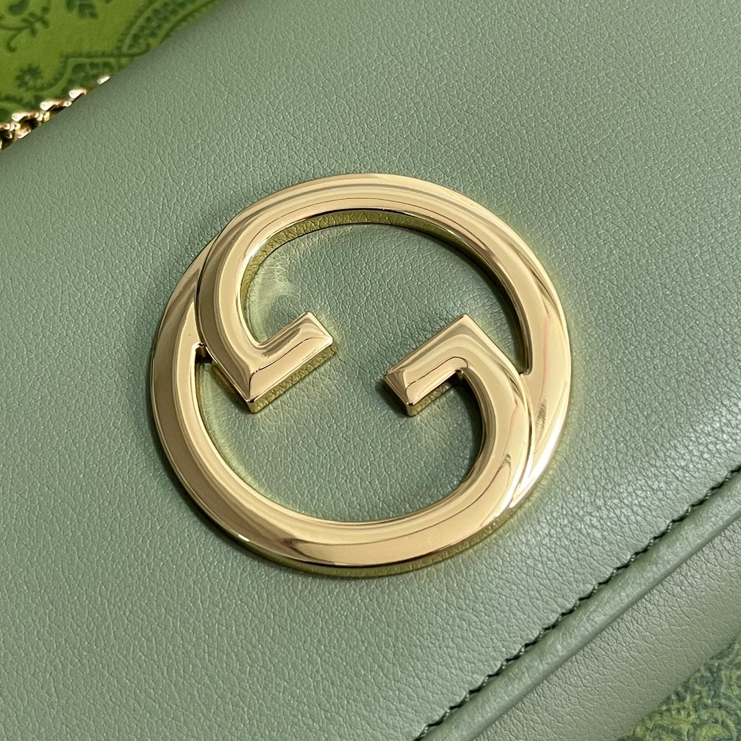 ブロンディ ショルダーバッグ 21 グリーン カーフスキン ゴールド金具