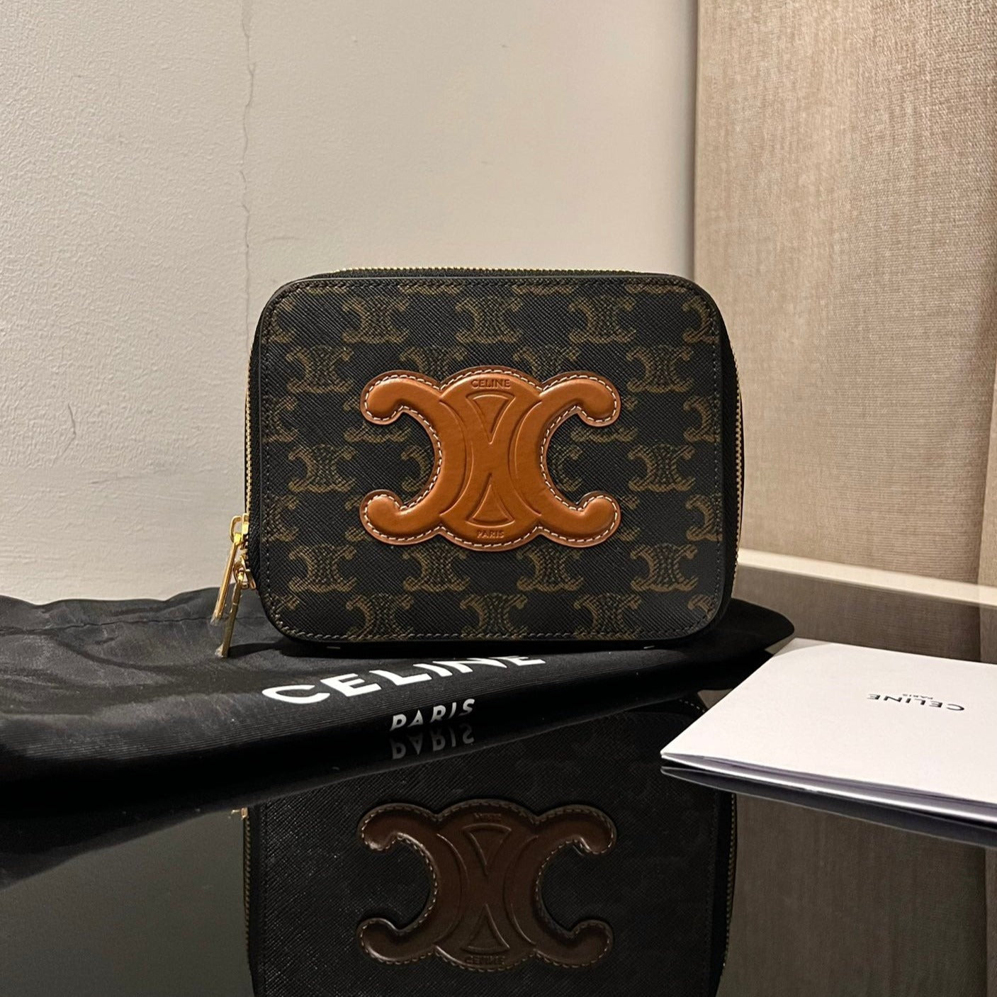COFFRET TRIPHOME 16 EN CUIR DE VEAU IMPRIMÉ