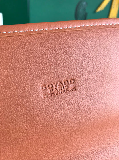 SAC À DOS SAINT LÉGER 35 EN TOILE GOYARDINE MARRON ET CUIR DE VEAU AVEC PATCH CARTOON