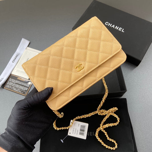 CC Woc 20 cm Cuir de veau grainé jaune Quincaillerie dorée