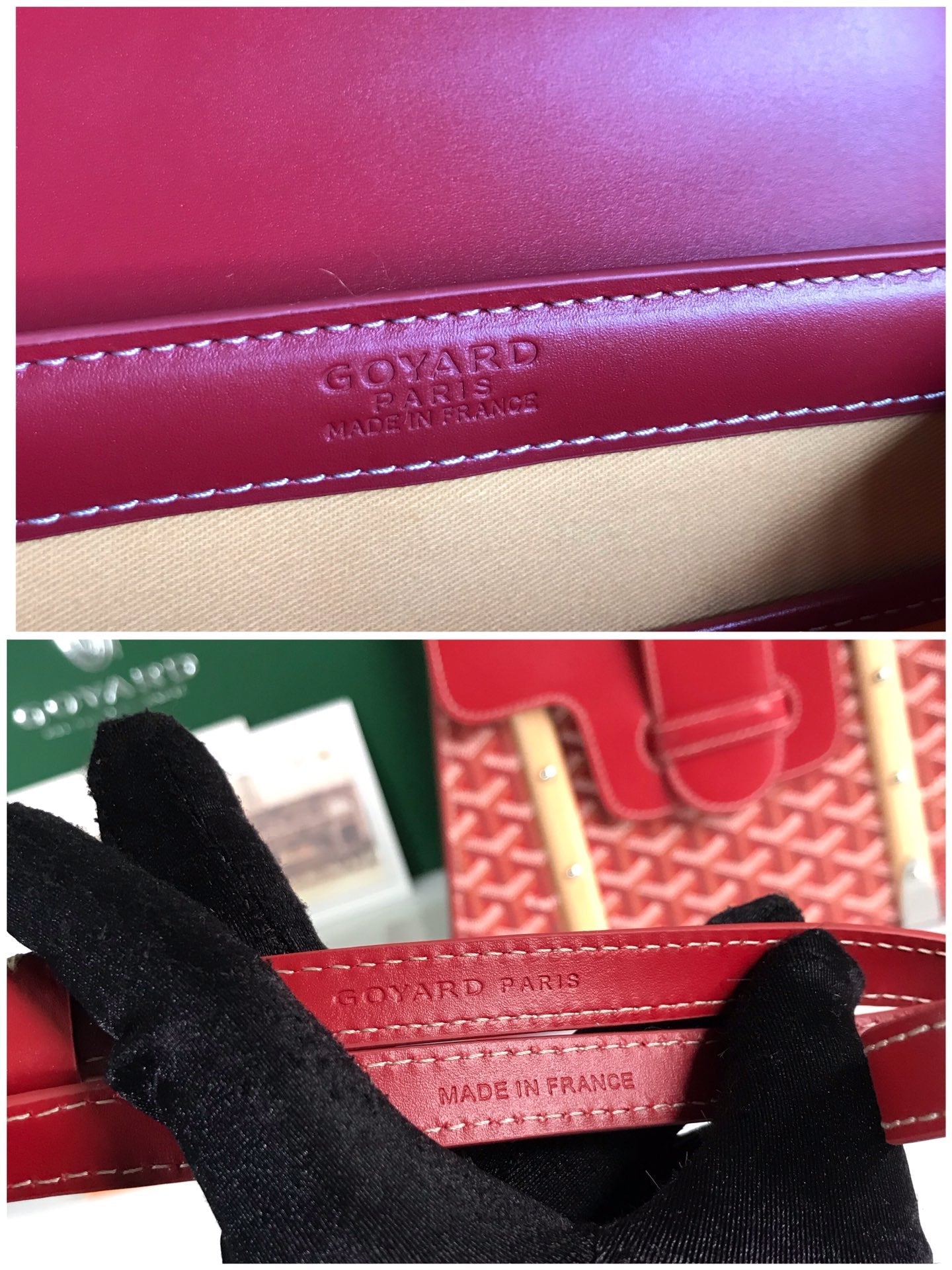 SAC SAÏGON PM 28 EN TOILE GOYARDINE ROUGE PERSAN ET CUIR DE VEAU