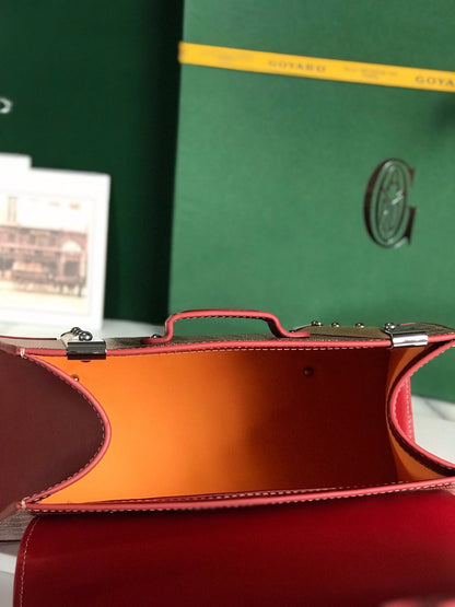 SAC SAÏGON PM 28 EN TOILE GOYARDINE ROUGE PERSAN ET CUIR DE VEAU
