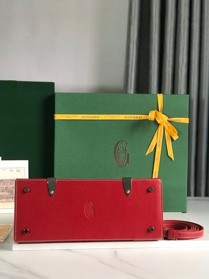 SAC SAÏGON PM 28 EN TOILE GOYARDINE ROUGE PERSAN ET CUIR DE VEAU