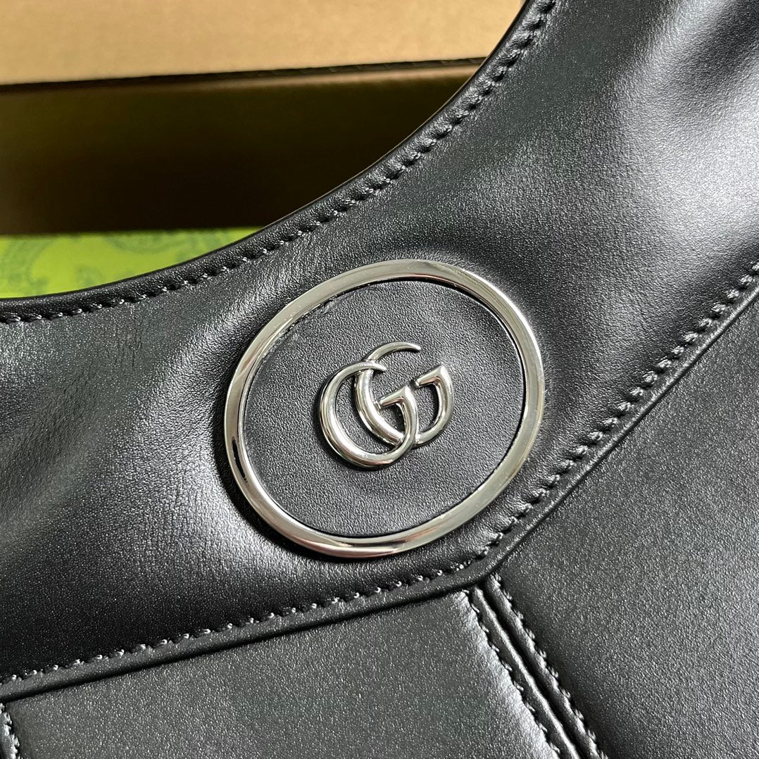 Petit sac cabas GG 28 en cuir de veau noir