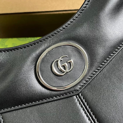 Petit sac cabas GG 28 en cuir de veau noir