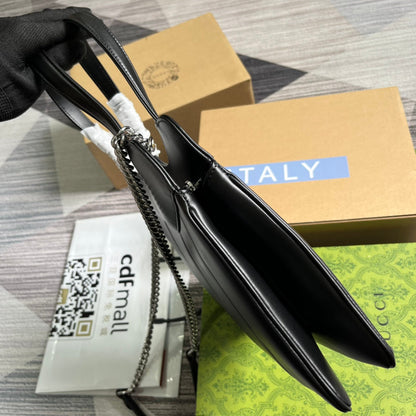 Petit sac cabas GG 28 en cuir de veau noir