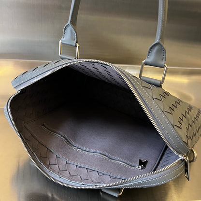 SERVIETTE SLIM INTRECCIATO 36 EN CUIR DE VEAU GRIS