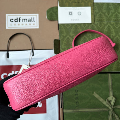 SAC À BANDOULIÈRE 25 EN CUIR DE VEAU ROSE VIF, QUINCAILLERIE DORÉ