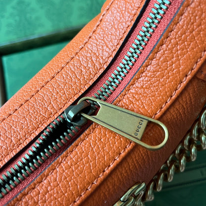 SAC À BANDOULIÈRE 25 EN CUIR DE VEAU ORANGE QUINCAILLERIE DORÉ
