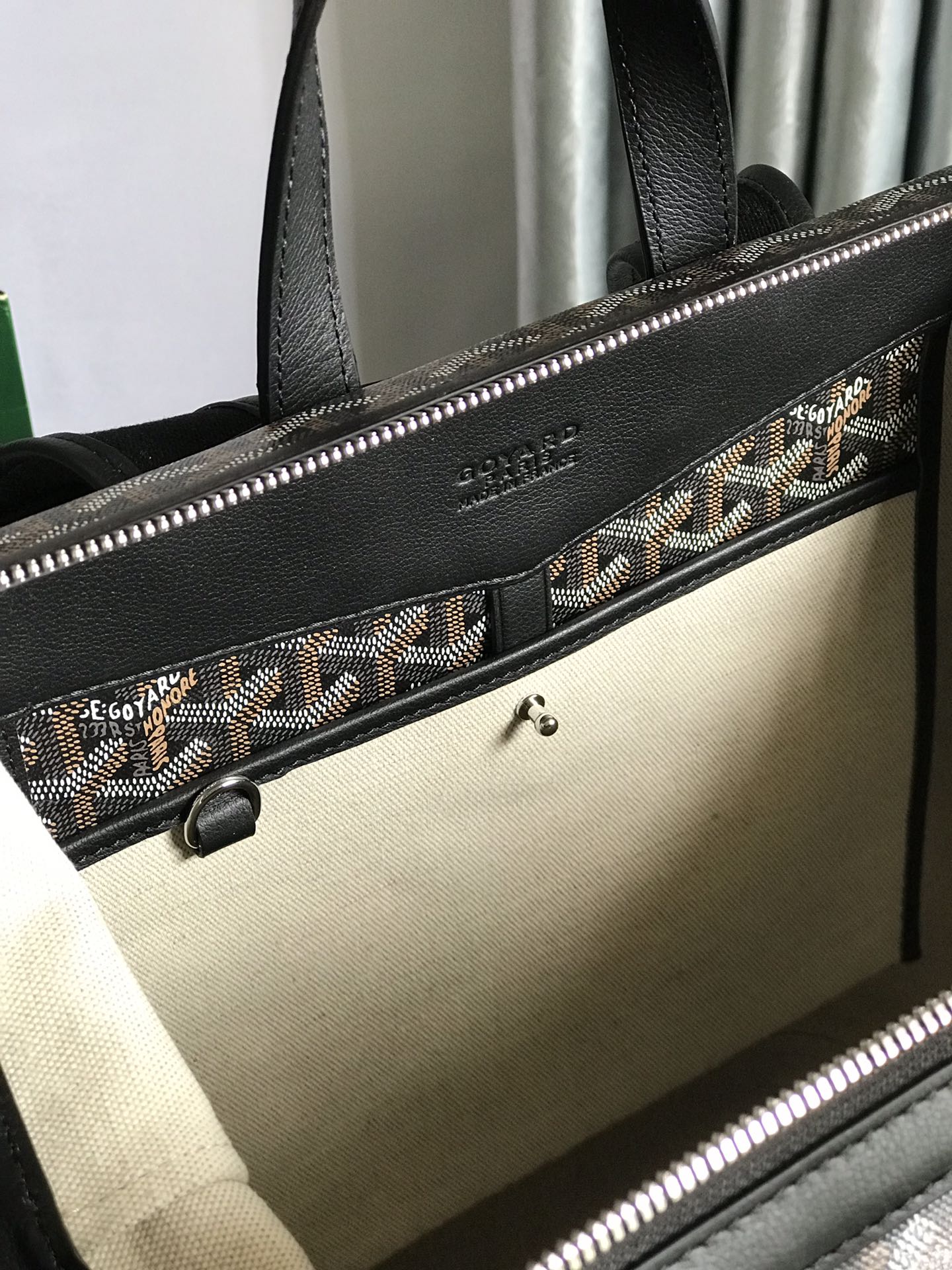 シサルピン バックパック 43 ブラック ゴヤルディン キャンバス＆カーフスキン
