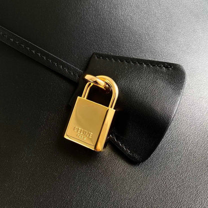 CABAS TRIOMPHE 37 NOIR EN CUIR DE VEAU LISSE