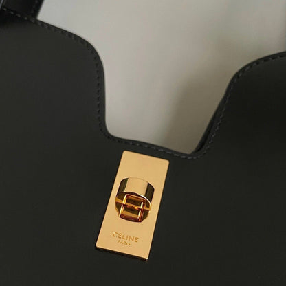 CABAS TRIOMPHE 37 NOIR EN CUIR DE VEAU LISSE