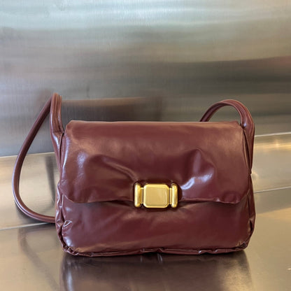 SAC PUFFER PAD 29 EN CUIR DE VACHE PRUNE VIOLET