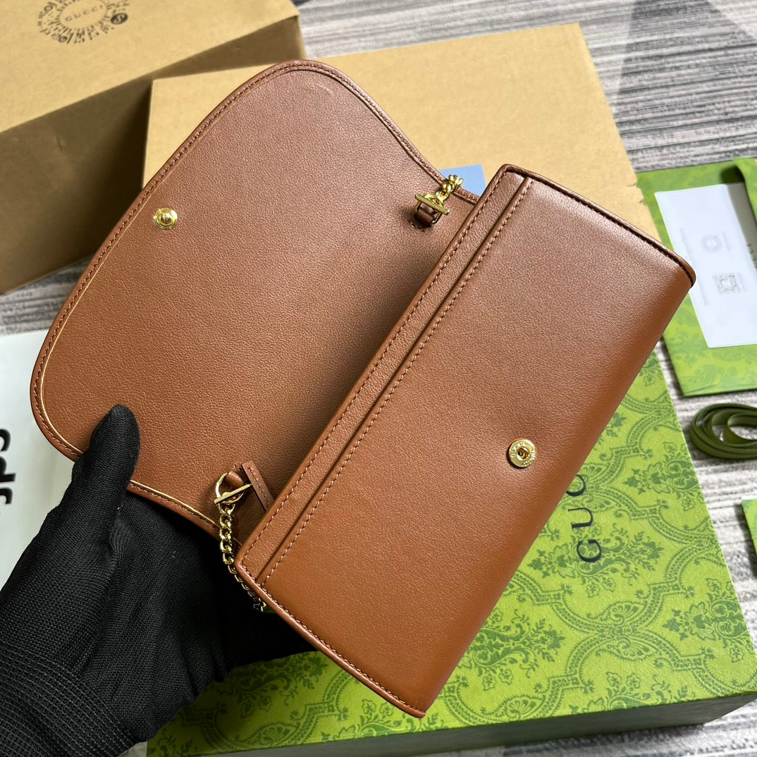 ブロンディ ショルダーバッグ 21インチ ブロンズブラウン カーフスキン ゴールド金具