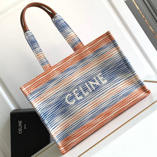 grand cabas thaï 41cm toile rayée arc-en-ciel