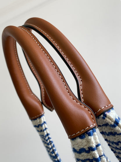 grand cabas thaï 41cm toile rayée arc-en-ciel