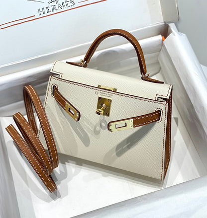 HM ミニケリー 19cm クリームゴールド エプソム シルバー金具