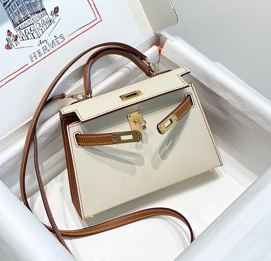 HM ミニケリー 19cm クリームゴールド エプソム シルバー金具