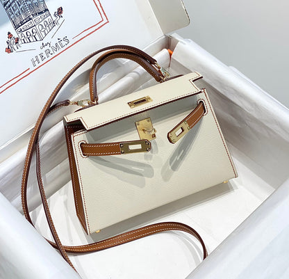HM ミニケリー 19cm クリームゴールド エプソム シルバー金具