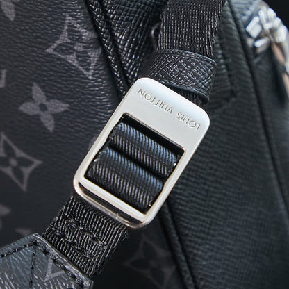 Sac messager d'extérieur 26 pouces en cuir Taiga noir mélangé et toile Monogram Eclipse