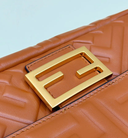 Baguette 27cm Brown Lambskin Gold Hardware