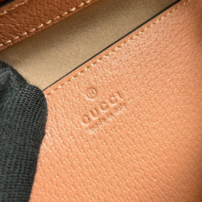 Petit sac cabas GG OPHIDIA 24 en toile rose poudré et cuir de veau