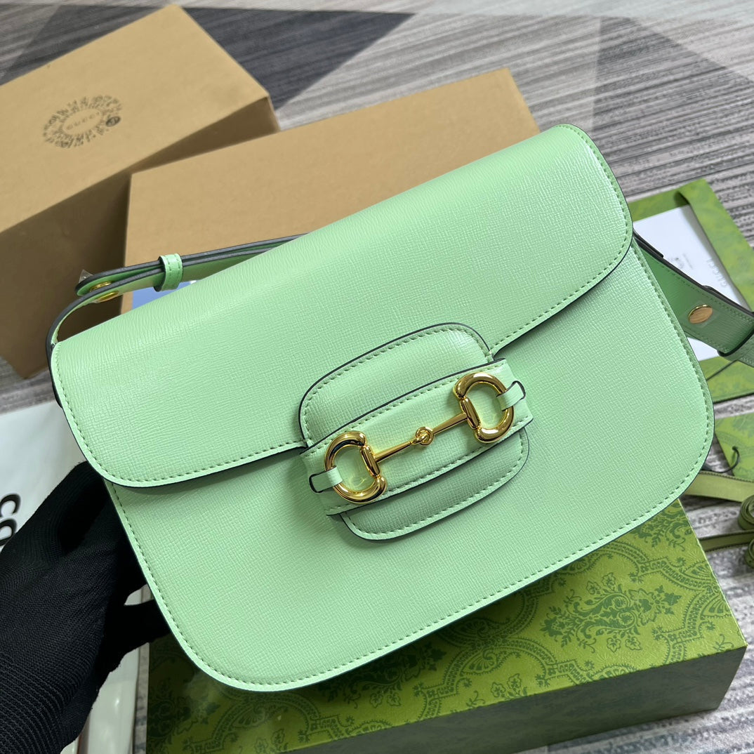 MINI SAC 25 GG HORSEBIT 1955 EN CUIR DE VEAU VERT CLAIR